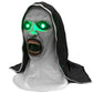 Scary Nun Mask Led Light Up Mask with Headscarf Horror Nun Cosplay Costumes Halloween Dress Up Party Props (Led Open Mouth)