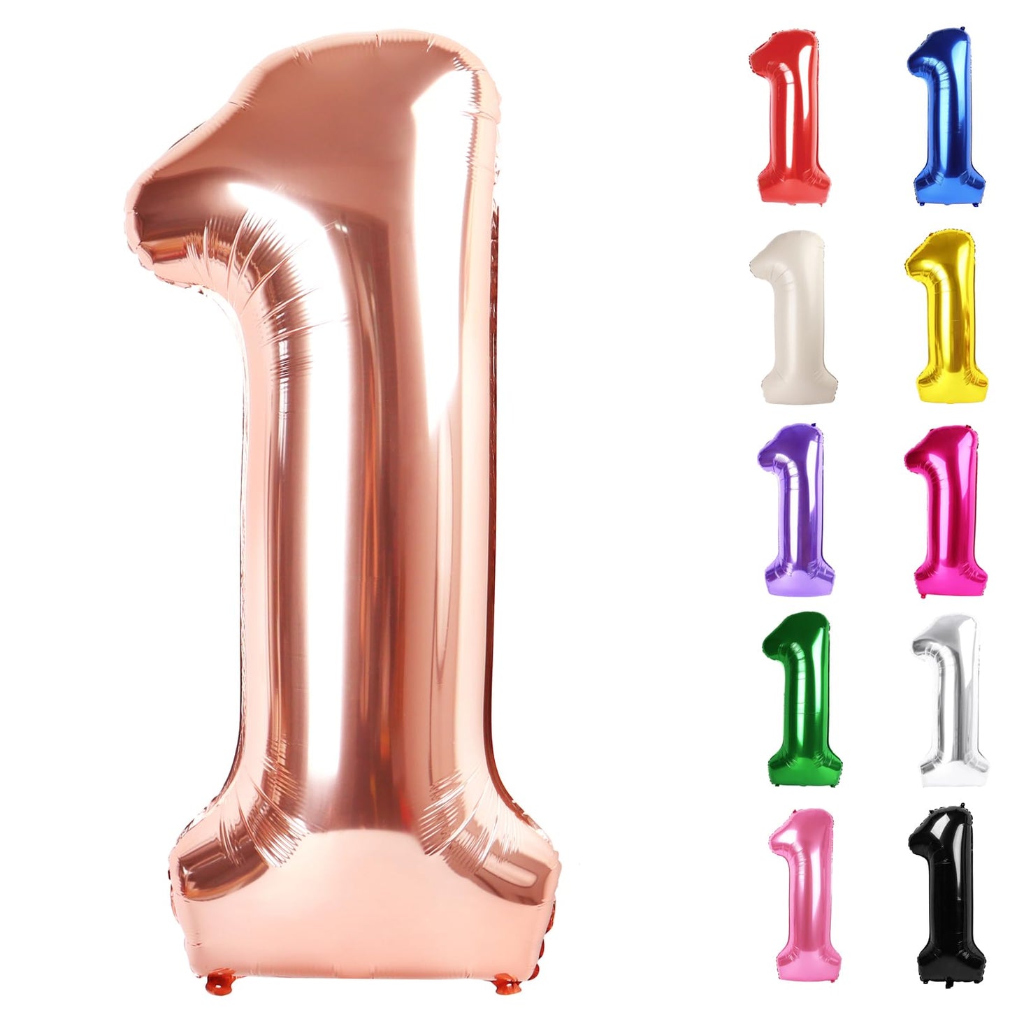 Rose Gold Number 1 Balloon For First Birthday 40 Inch, 1St One Number Balloons Birthday Decorations For Girl Boy Toddler Baby