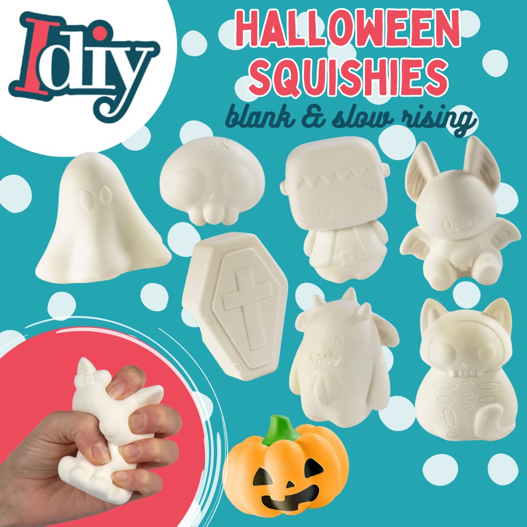 Halloween Party Craft Kit Jumbo Squishies (8 Unique Spooky Shapes)-White Kawaii Scented Slow Rise Squishy Toys, Decorating, Scen