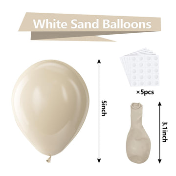 Bezente White Sand Latex Party Balloons - 150 Pack 5 Inch Matte Sand White Helium Balloons For Birthday Wedding Baby Shower Gend