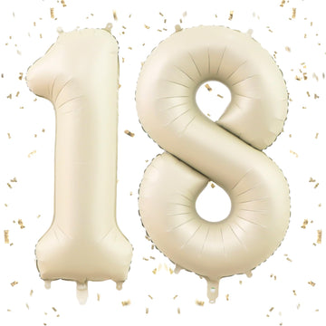 Number 18 Balloon Beige,40 Inch Large Cream Foil 18Th Birthday Balloons,Digital 18 Helium Mylar Balloons For Boys Girls 18Th Bir
