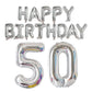 Happy Birthday Balloon Banner 40 Inch 50 Balloon Number 16 Inch Happy Birthday Letters Balloons Silver Foil Mylar Balloons For W