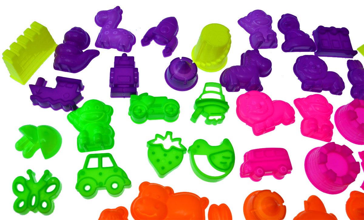50 Piece Deluxe Sand Molds Set - Safari Animals, Mini Castles and Geometric Shapes (Sand not Included) Any Molding Sand