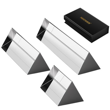 Neewer 3 Pack Triangular Prism Set, 2.4''/6Cm, 4''/10Cm, And 6''/15Cm K9 Crystal Optical Glass For Prism Photography, Rainbow Ef