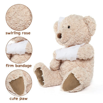 Muiteiur Get Well Soon Teddy Bear Stuffed Animal Big Speedy Recovery Teddy Bear Gifts For Kid Adult After Surgery Soft Bandage Plush Bear, 25.6 Inch