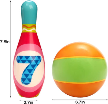 Coloch Kids Bowling Set, Indoor Toddler Bowling Game Educational Toy Game Soft Colorful 10 Foam Pin And 2 Balls Play Game Printe