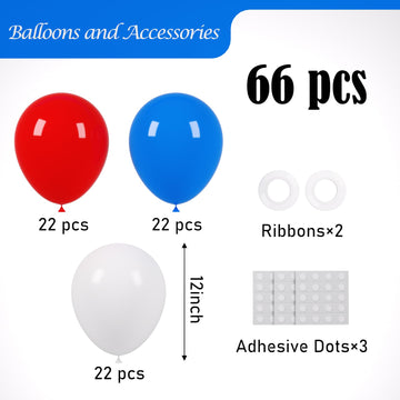 Voircoloria Red White Blue Balloons, 66Pack 12Inch Macaron Latex Party Balloons For Birthday Graduation 4Th Of July Independence