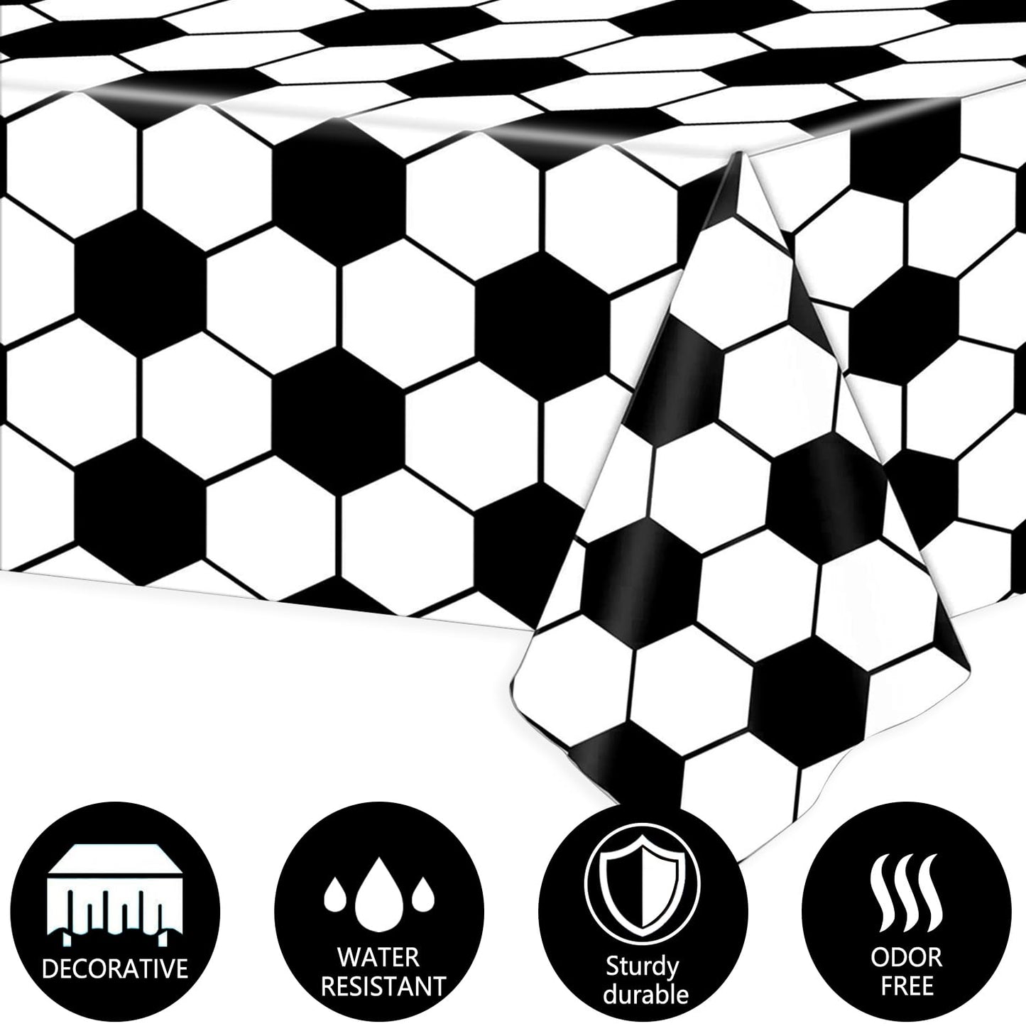 Kesfey 3 Packs Soccer Party Tablecloths 54 X 108 Inches Soccer Sports Ball Table Cover Disposable Waterproof Plastic Soccer Them