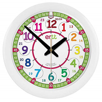 ertt Teaching Wall Clock - Kids Analog Classroom Clock, Rainbow Face, 29cm, Plastic, Model ERTT-DIG