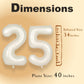 Suwen 40 Inch Large Cream White 25 Balloon Numbers Big Foil Helium Number Balloons 0-9 Jumbo Happy 25Th Mylar Birthday Party Dec