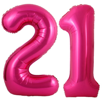 40 Inch Hot Pink 21 Number Balloons Giant Jumbo Huge 12 Or 21 Foil Mylar Helium Number Balloons Dark Pink Birthday Mylar Digital