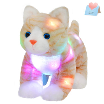 Glow Guards 14'' Light Up Kitty Stuffed Animal Soft Realistic Cat Plush Toy With Led Night Lights Glow Birthday Children'S Day G