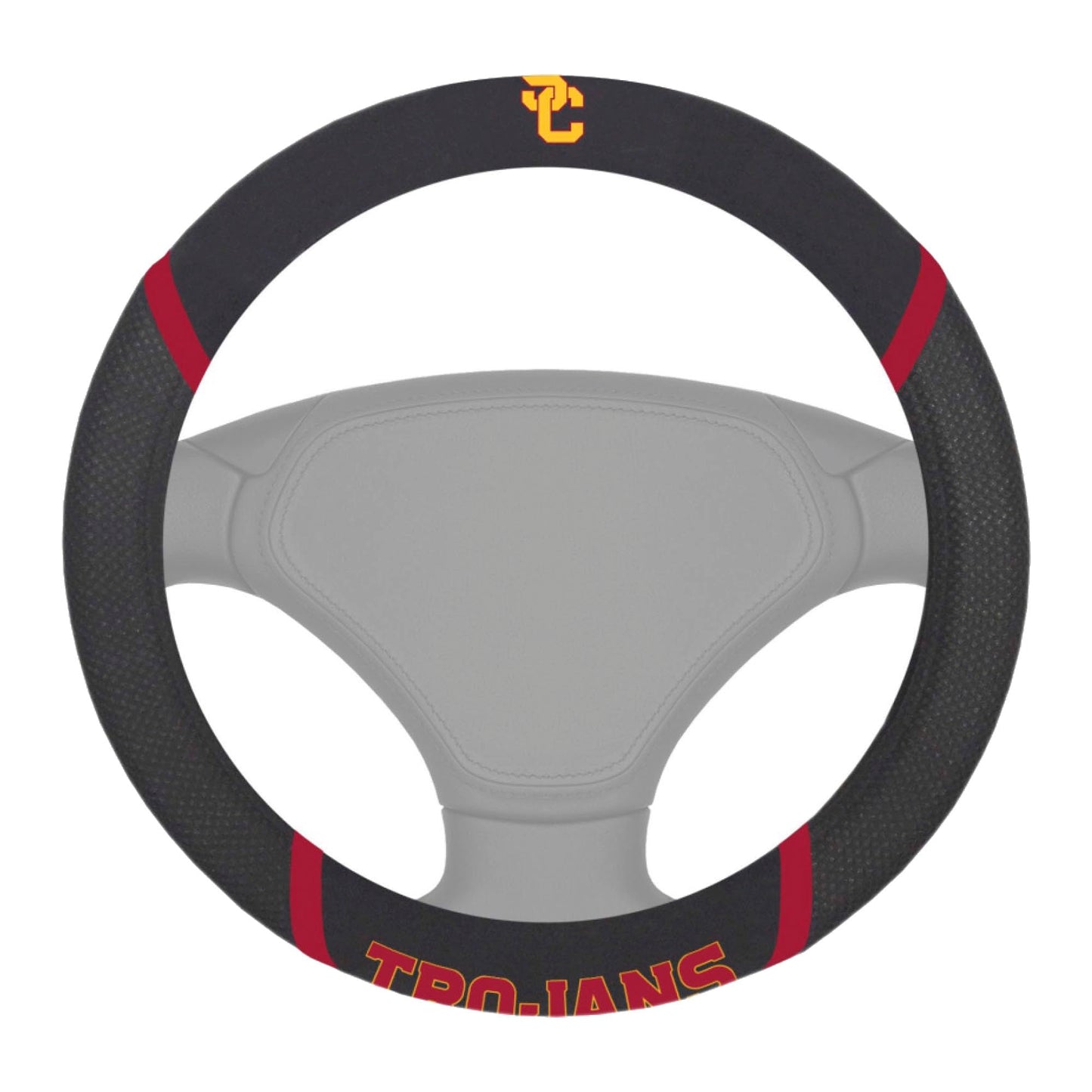 FANMATS - 14801 NCAA Univ of Southern California Trojans Polyester Steering Wheel Cover , 15x15