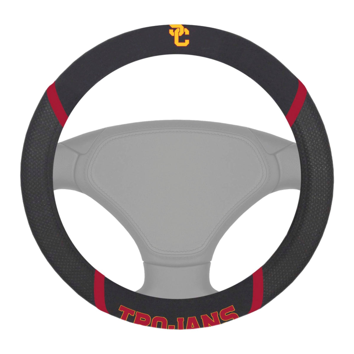 FANMATS - 14801 NCAA Univ of Southern California Trojans Polyester Steering Wheel Cover , 15x15