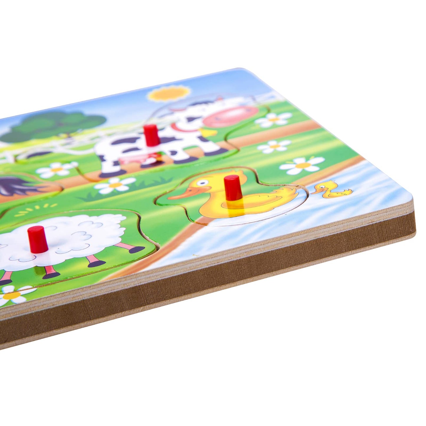 Farm Animals Sound Puzzle, Wooden Peg Puzzles With Sound For Toddlers And Preschoolers Ages 2Yrs+, Kids Educational Learning Peg Puzzles Toy Gift (6Pcs)