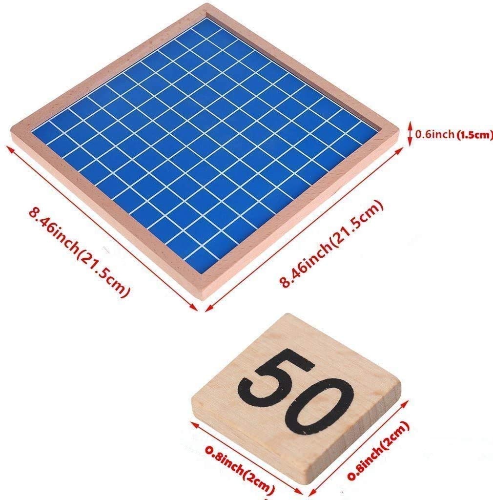 UMBWORLD Wooden Toys Hundred Board Montessori 1-100 Consecutive Numbers Educational Game Early Childhood Toy for Kids with Stora