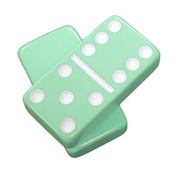 Domino Double 6 Pastel Mint Green Jumbo Tournament Professional Size In Elegant Black Velvet Case.