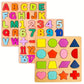 Wishkey Wooden 3D Capital Alphabets, Numbers, And Shapes Board Puzzle, Educational Puzzles For Early Learning, Colorful Toy, Mon
