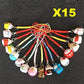 Eatingbiting 15Pcs Random Maneki Neko Fortune Lucky Japanese Beckoning Cat Keyring Keychain Key Rings, Fengshui Fortune Lucky Cat Kitty Key Chains Wealth Health Fortune Rich Money Symbol 15 Pack