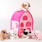 Unipak Sfs Gift Bundle - 12' Plush Pink Dog House Carrying Case With Five (5) Stuffed Animal Dogs (Pink Poodle, Pug, Chihuahua, Beagle, And White Terrier) + Five Mini Puppy Figures