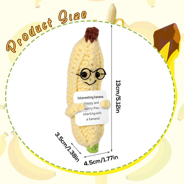 Funny Positive Banana, 5.1In Emotional Support Potato Creative Cute Knitted Pocket Hug Doll With Inspirational Gift Interesting Crochet For Plush Birthday Gift Party Decoration Encouragement