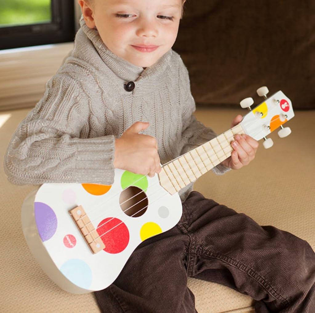 Janod Confetti Ukulele for Kids - Ages 3+, Wooden, Mixed Color, Model J07597, 1-Pack