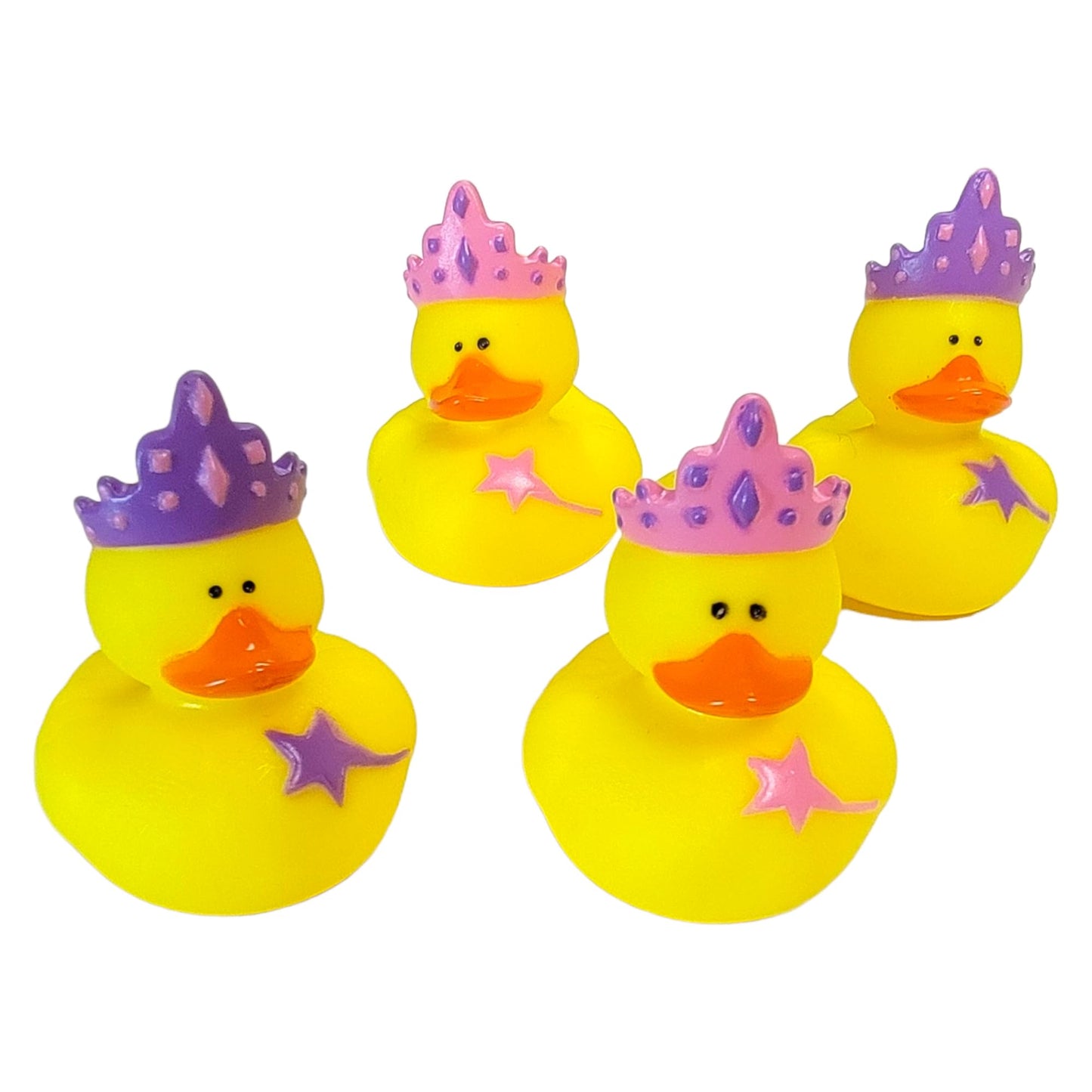 Cool Rubber Duckies For Girls Pink And Purple Princess Star (2') Standard Size. (12 Pack) Cute Duck Bath Tub Pool Toys. (Princess Rubber Ducks)
