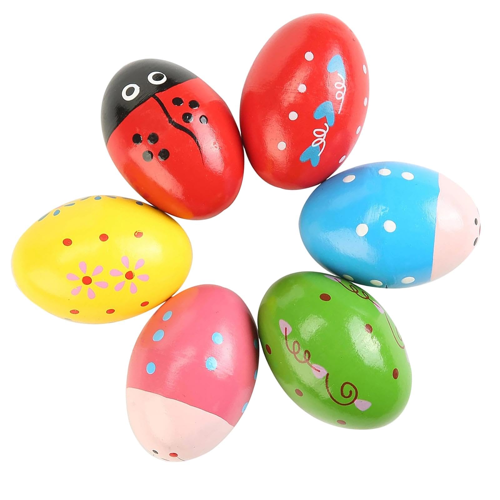 Secret Desire 6 Pieces Wood Egg Shakers Musical Instrument Toy Christmas Stocking Stuffers