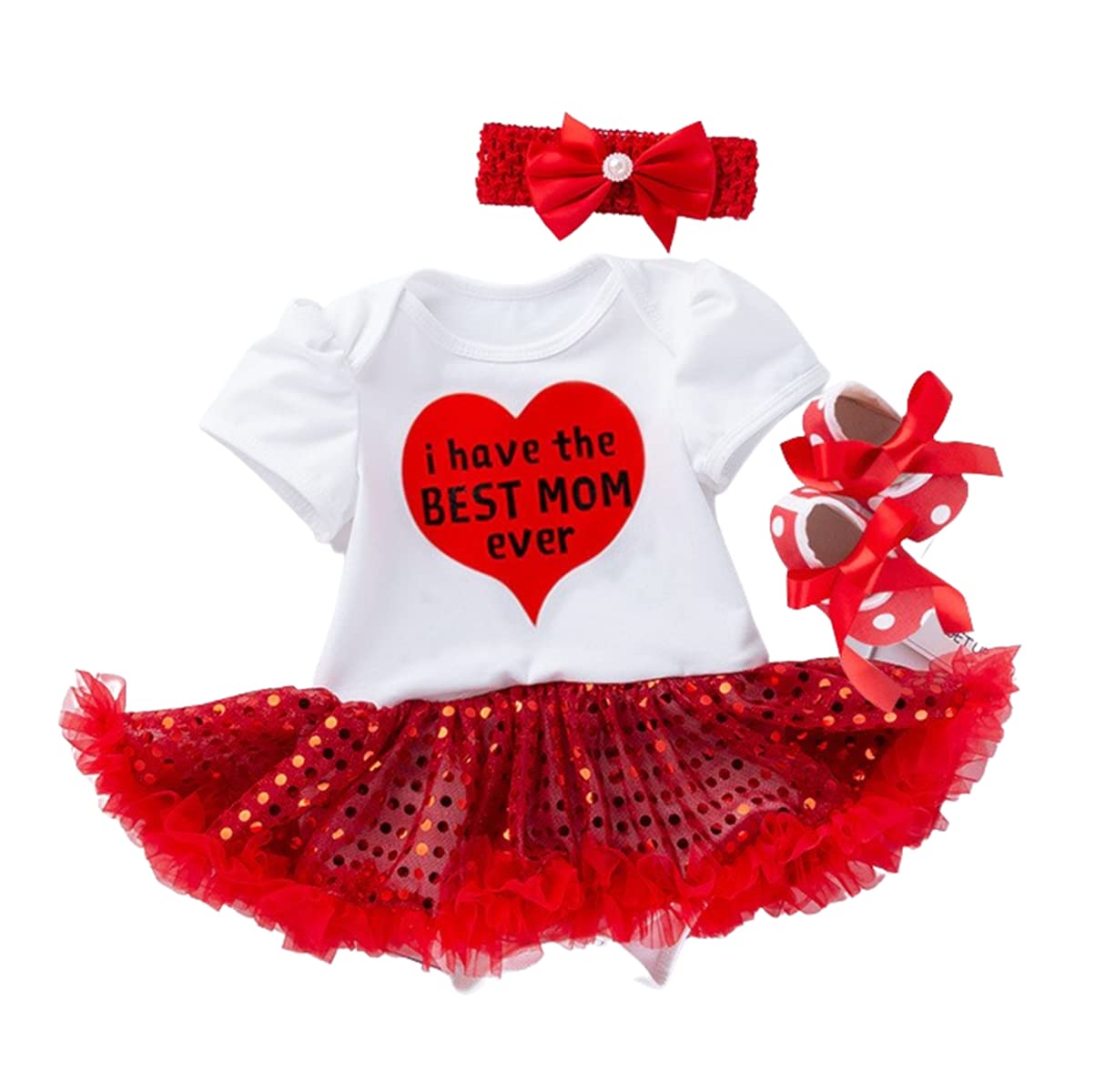 NPK COLLECTION Reborn Baby Doll Clothes Set - Red Cotton Tutu Dress, Headband & Shoes for 20-23 Inch Dolls
