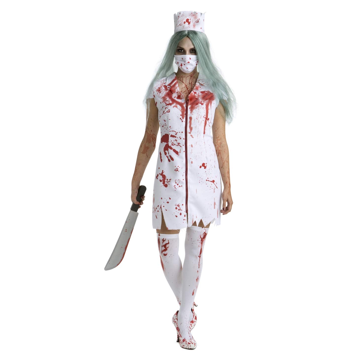 Morph Nurse Costume for Women  Scary Zombie Attire  Creepy Medical Outfit for Halloween Fun  Large