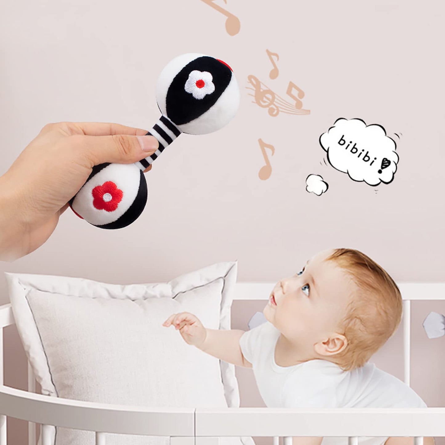 Rattles For Babies 0-6 Months, 2 Pcs Baby Soft Rattles 0-6 Months Early Developmental Hand Grip Toys For Infants Newborn Baby Gi