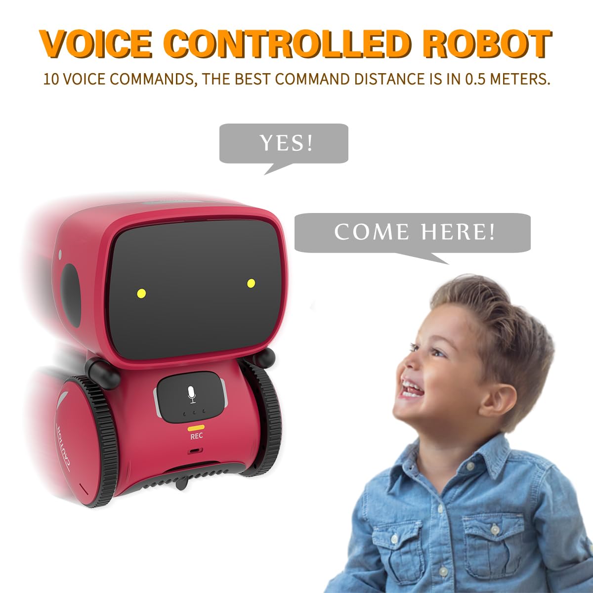 98K Robot Toys - Rechargeable Interactive Talking Robots with Voice & Touch Sensors, Red, Plastic, for Kids Age 3+