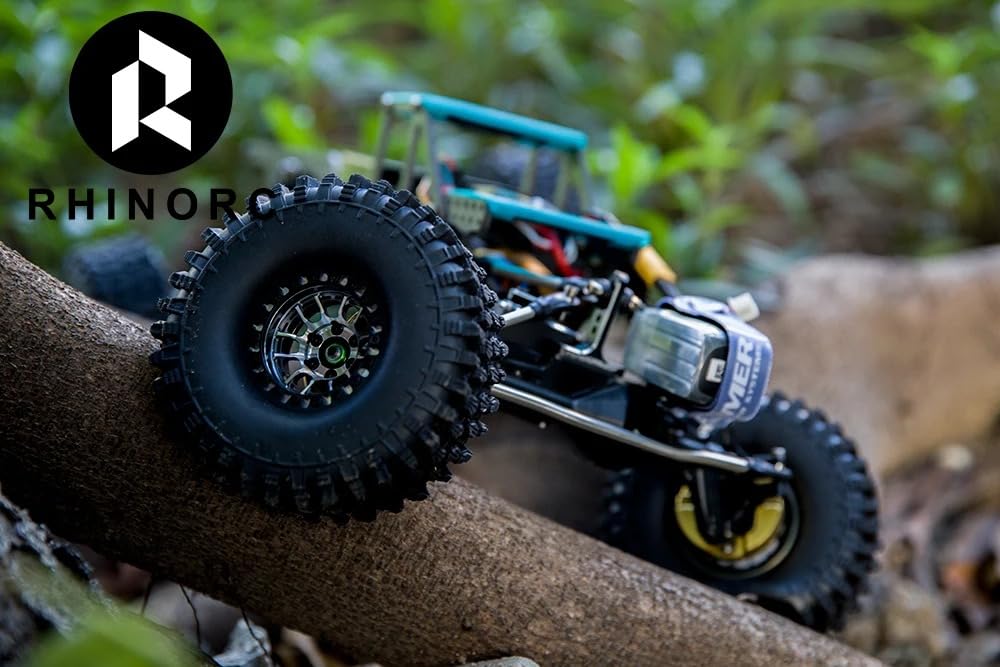 RhinoRC MOZA 1.9 Inch Negative Offset Aluminum Wheel Rim, 4PCS RC Beadlock Wheels for 1/10 RC Crawler Axial SCX10 RR10 Wraith TR