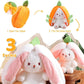 Miaodam Cuddly Bunny Stuffed Animal, Kawaii Squishy Cute Easter Bunny Plush Turn Into Rabbit Fruit Doll Carrot Strawberry Pillow, Plushies Funny Bunny Toy For Baby