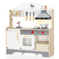 Ktaxon Wooden Play Kitchen For Kids, Pretend Kitchen Playset With Toy Range Hood, Storage Space & Cooking Set Accessories For 3+