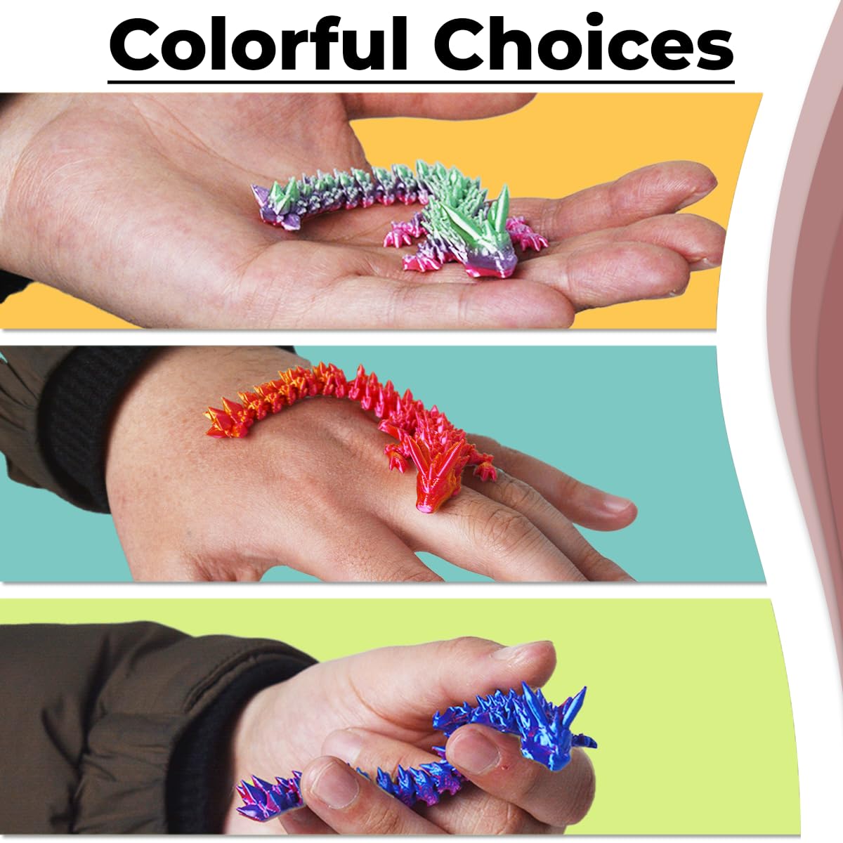 Aumeiller 4 Pcs 3D Printed Dragon, Mystery Crystal Dragon Egg,3D Dragon Egg Gift For Kids (Dragon Egg)