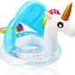 Unicorn Baby Swimming Pool Float With Canopy, Glitters, Seat & Safety Handle, 2024 Summer Baby Floats For Pool, Inflatable Baby Floaties For 8-36 Months Toddler Boy Girl Summer Outdoor Party Favor