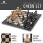 Radicaln Marble Chess Set With Storage Box 15 Inches Black And Fossil Coral Handmade Chess Board Games - 2 Player Games For Adults - 1 Chess Board & 32 Chess Pieces