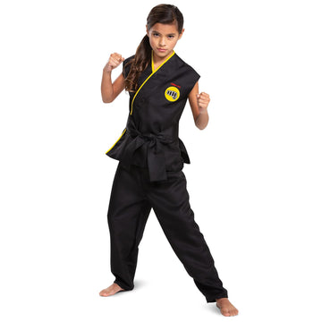 Disguise Cobra Kai Costume For Kids, Official Cobra Kai Costume Kids Gi With Black Belt, Child Size Large (10-12)