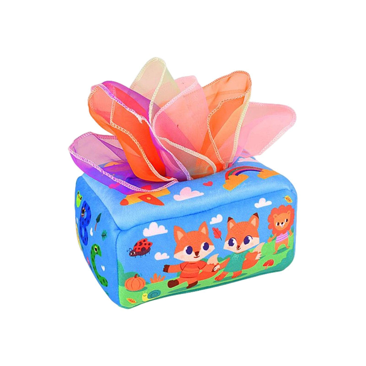 Ilsmysutra Montessori Baby Tissue Box Toy Crinkle Sensory Toys For Toddlers Newborns Foxes