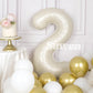 Suwen 40 Inch Cream White Large 2 Number Balloons Big Foil Helium Number Balloons 0-9 Jumbo Happy 2Nd Mylar Birthday Party Decor