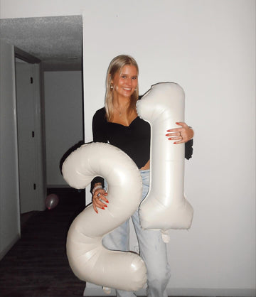 21 Balloon Number, Cream White Number 21St Birthday Balloons 40 Inch, 21 Or 12 Years Old Cream White Birthday Decorations For Me