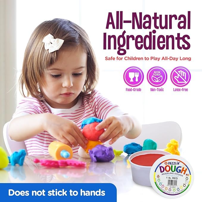 Hygloss Play Modeling Dough - Pink and Red Dough Unscented - Safe & Non-Toxic for Kids Arts & Crafts - Party Favors - Valentines