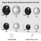 Black And Silver Balloons Arch Garland Kit, 134Pcs Metallic Chrome Silver And Black Balloons With Different Size For Birthday, G