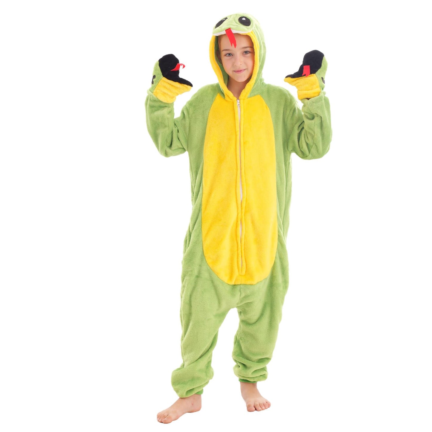 TYONMUJO Animal Onesie Costume for Kids Halloween Costumes for Girls Boys Cosplay Outfit Green Snake 110
