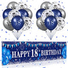 Blue 18Th Birthday Decorations For Boys Girls, Navy Blue Silver Happy 18Th Birthday Yard Banner And 18Th Birthday Balloons For 18Th Birthday Anniversary Party Supplies, Eighteen Year Old Party Decorations