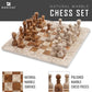 Radicaln Marble Chess Set 15 Inches Fossil Coral And Dark Brown Handmade Board Game Chess Sets For Adults - Travel Chess Game Se
