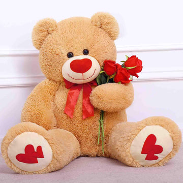 Morismos Giant Teddy Bear Stuffed Animals, Love Heart Big Bears Plush Toy, Large Stuffed Bear For Girlfriend Valentine'S Day, 36 Inches