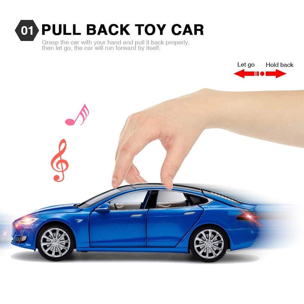 MiniToy Toy Car Model S Alloy Model Cars Pull Back Vehicles 1/32 Scale Car Toys for Toddlers Kids(Blue)