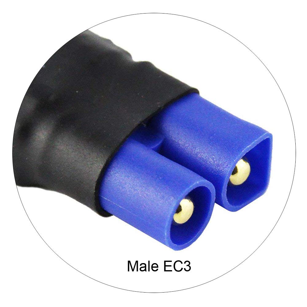 FLY RC 4PCS EC3 Male RC Battery Adapter Connector Compatible with Slash, Rustler, Stampede, Bandit, E Revo Lipo Battery
